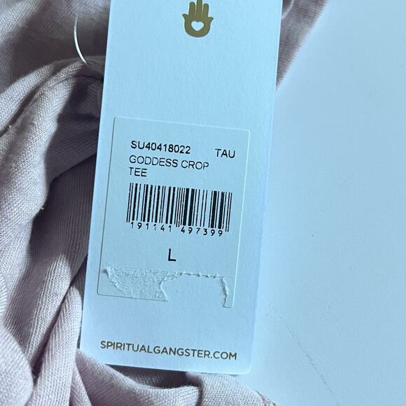 Spiritual Gangster Goddess Vibes Lavender Crop Tee Women’s Large NWT - Picture 8 of 8